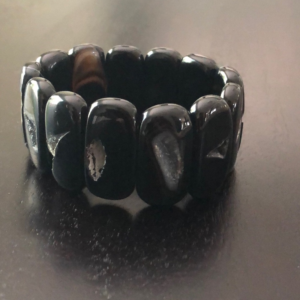 Agate Geode Bangle Stretch Bracelet - image 3